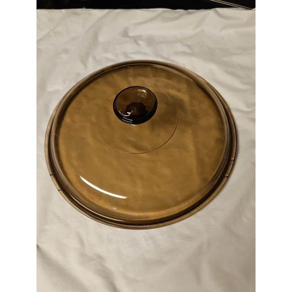Vintage 12 Pyrex Brown Lid Visions Corning Ware V-12-C Amber Lid 10.5
